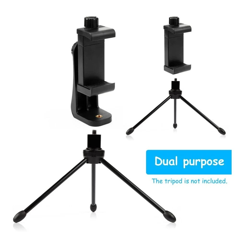 Mobile Phone Clip 360 Degree 1/4 Screw Tripod Mount Holder For iPhone Huawei 1Pc